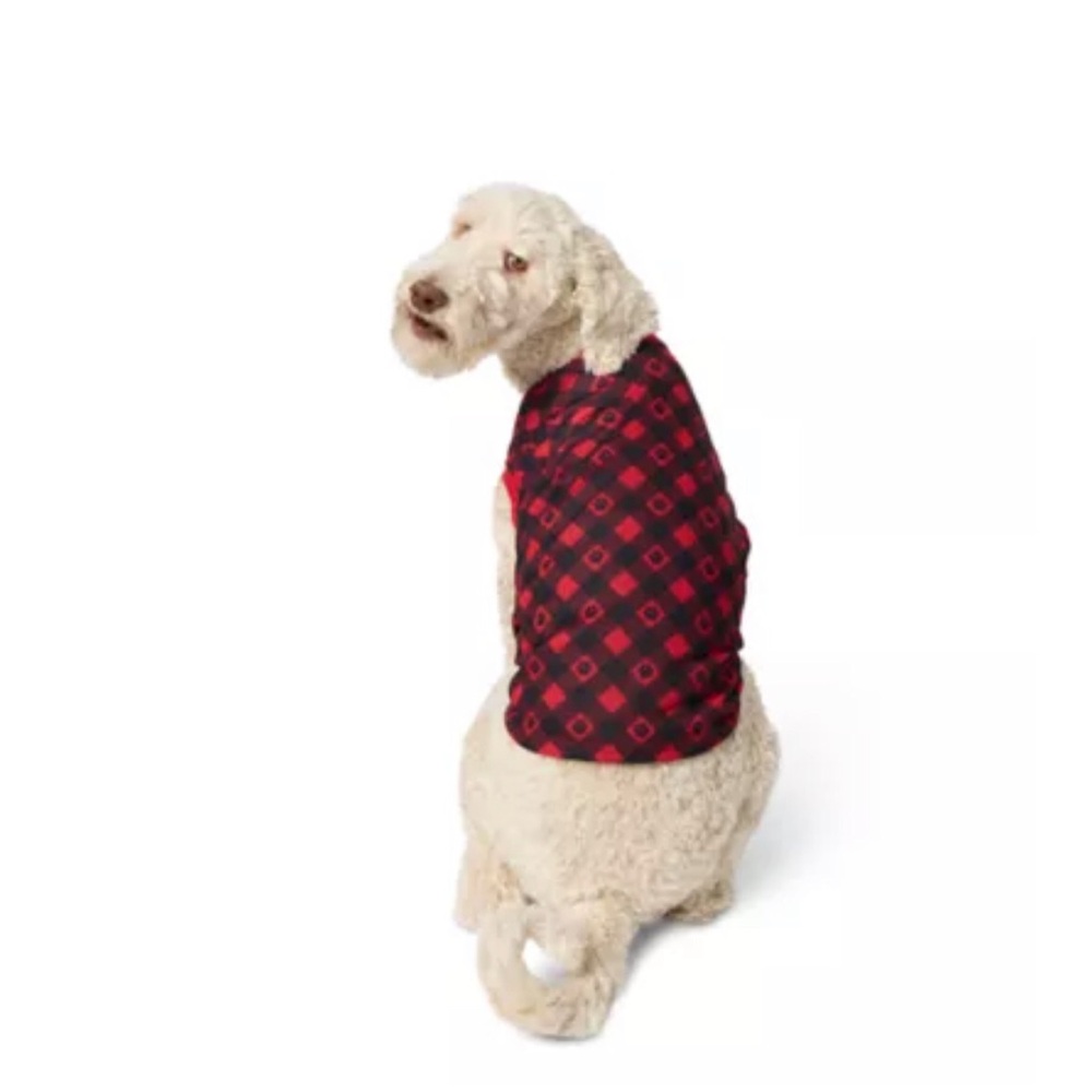 Pet T-Shirt Tee for XS Dog or Cat Red & Black Buffalo Check lightweight NEW